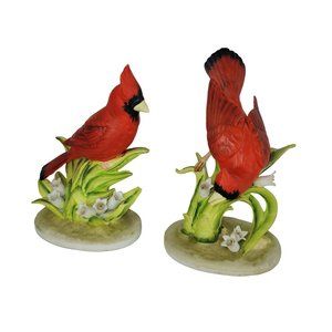 Leftons China Set of 2 Cardinal Head Up and Head Down KW465 Handpainted Figures